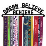 dream believe achieve medal hanger wall display holder running rack sporty gift
