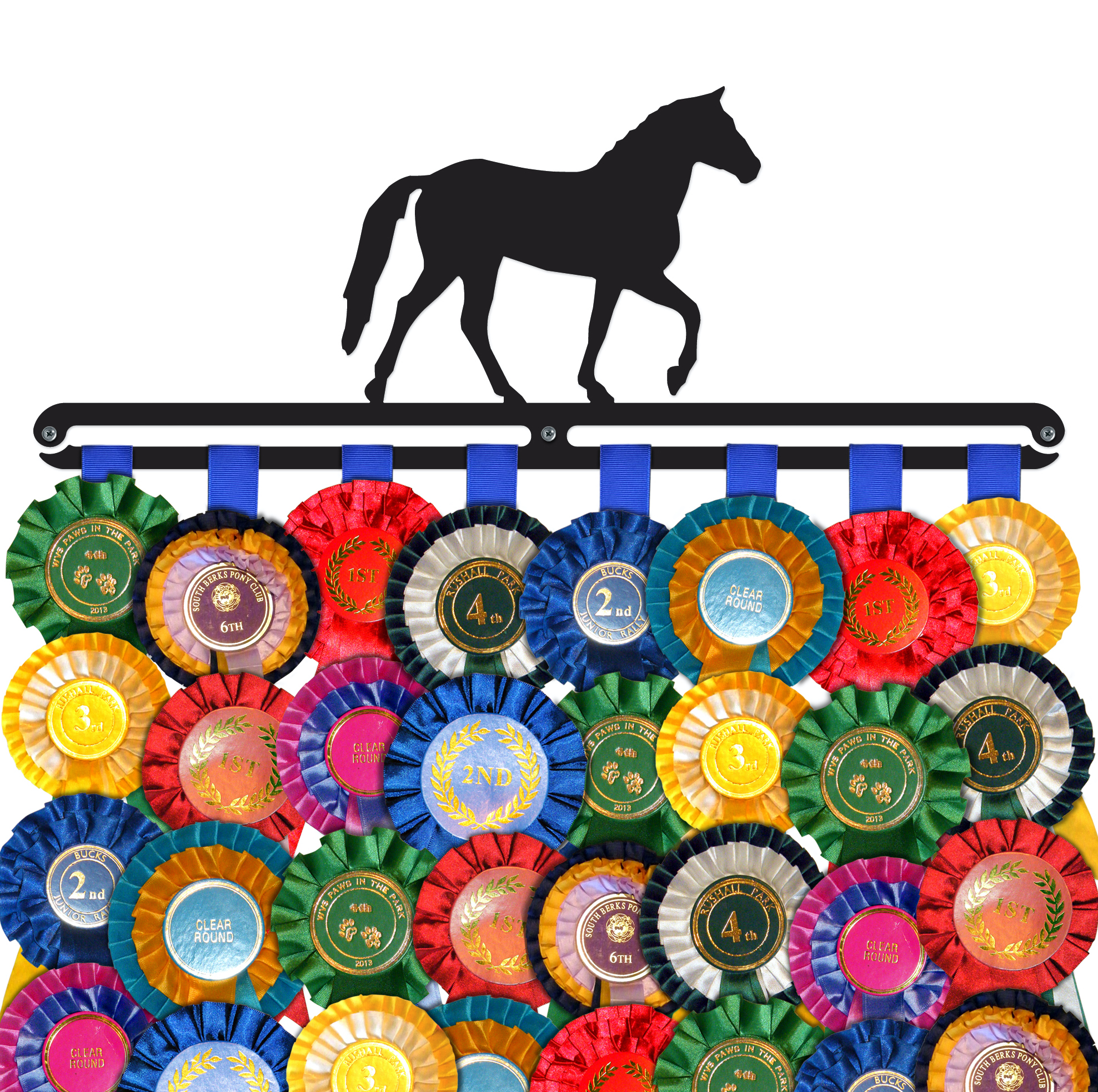 equestrian rosette hanger wall display holder metal rack sporty gift for horse lover